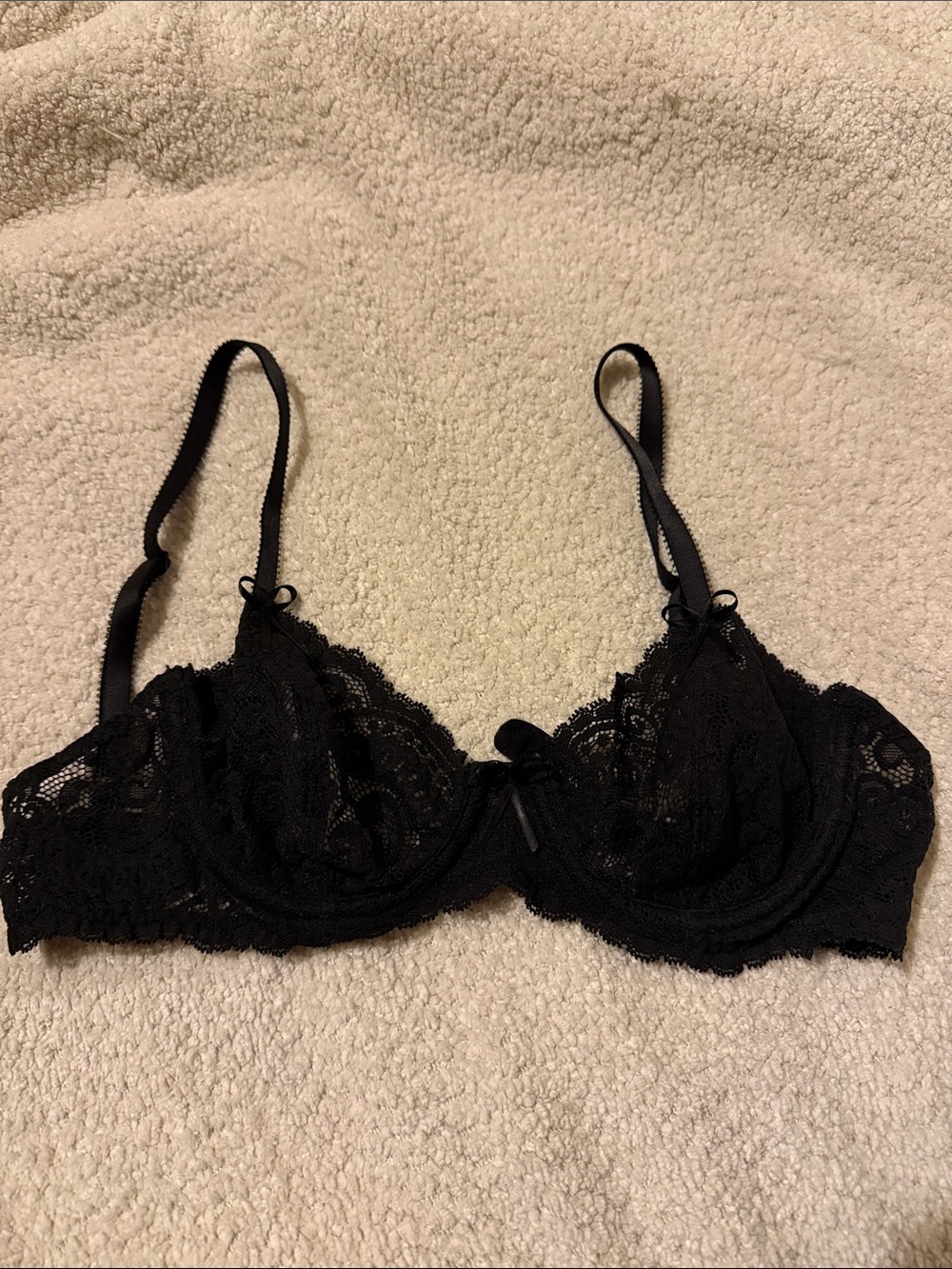 Victoria's Secret Black Lace Underwire Bra with Bow Accent
